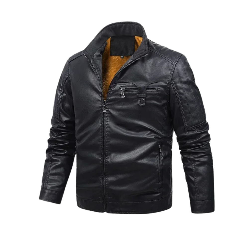 Malvian – Retro Skórzana Kurtka Wyłożona Fleece’em