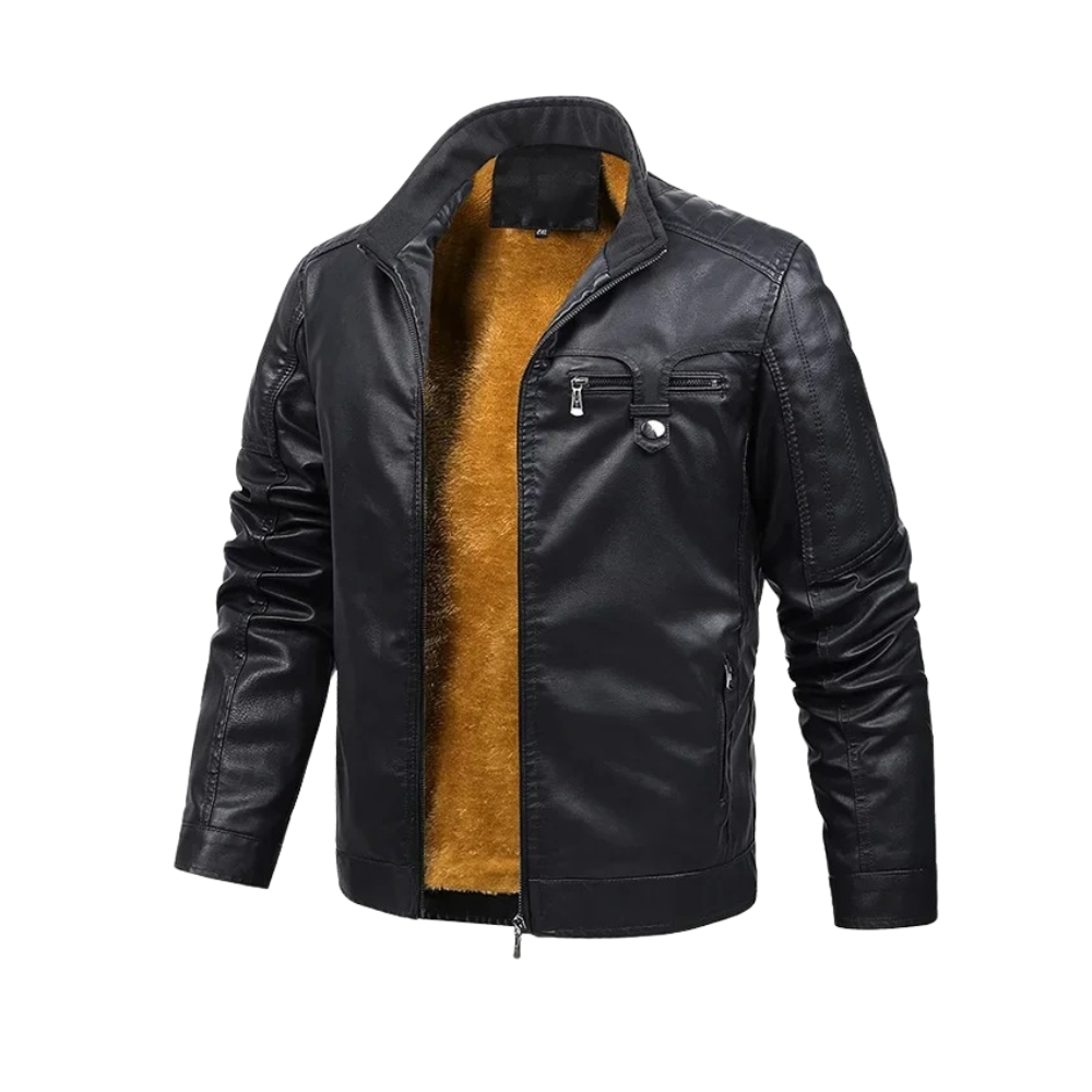 Malvian – Retro Skórzana Kurtka Wyłożona Fleece’em