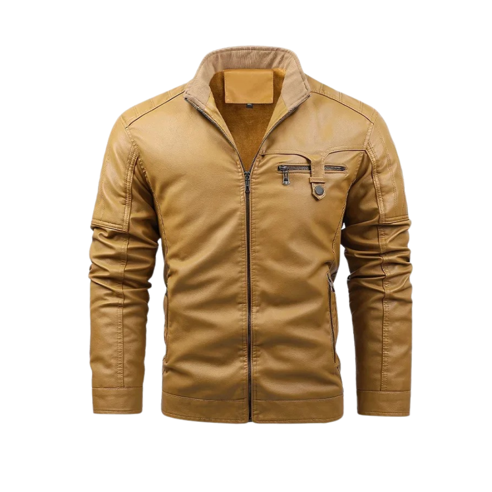 Malvian – Retro Skórzana Kurtka Wyłożona Fleece’em