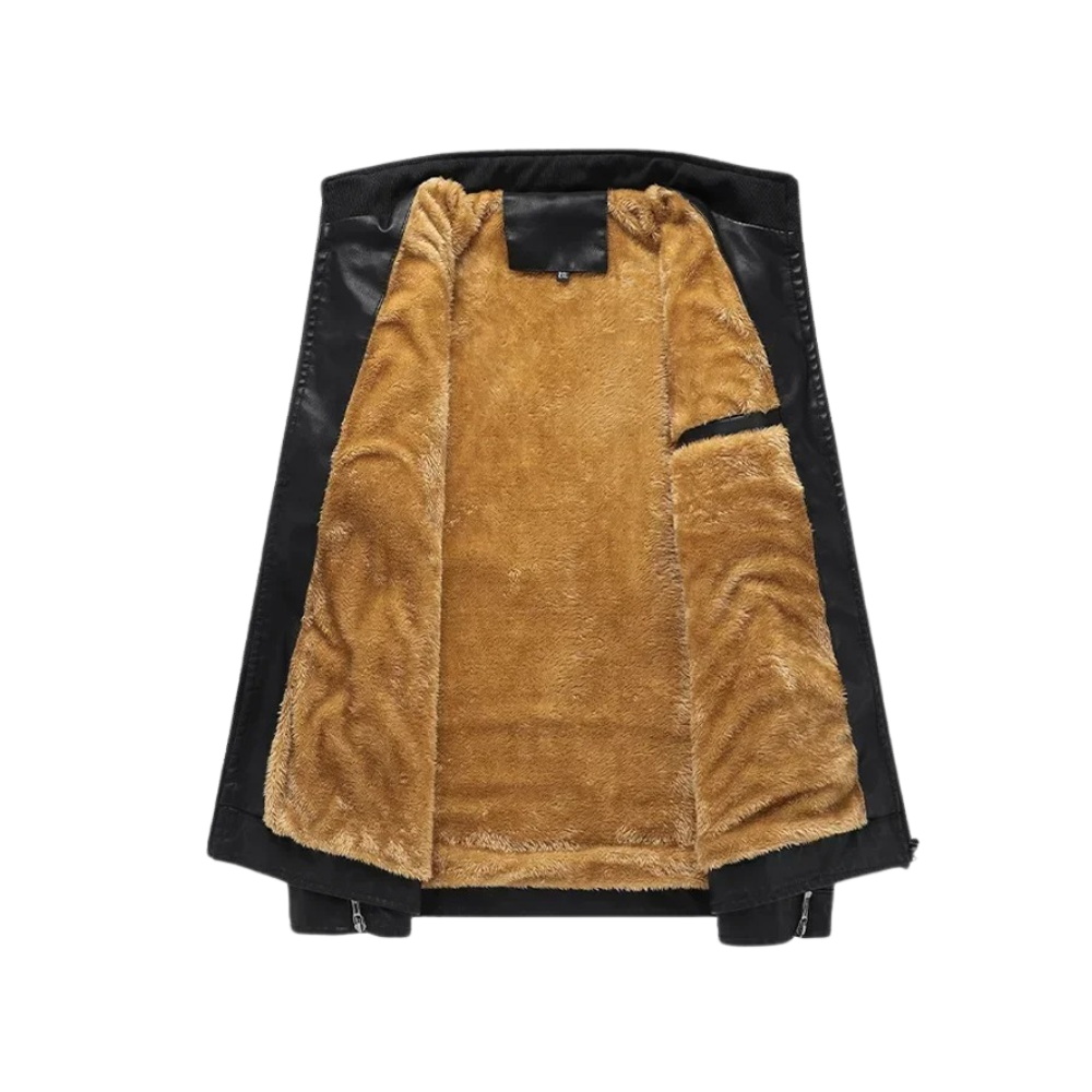 Malvian – Retro Skórzana Kurtka Wyłożona Fleece’em