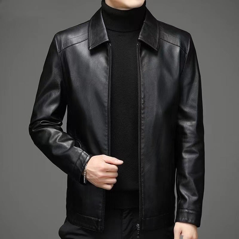 Aleksen – Casual Skórzana Kurtka w Stylu Vintage
