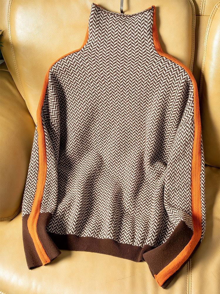 Malou™ | Sweter z wysokim kołnierzem w wyraziste paski