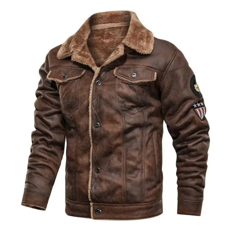 Lorvann – Skórzana Kurtka Slim-Fit z Fleece’em