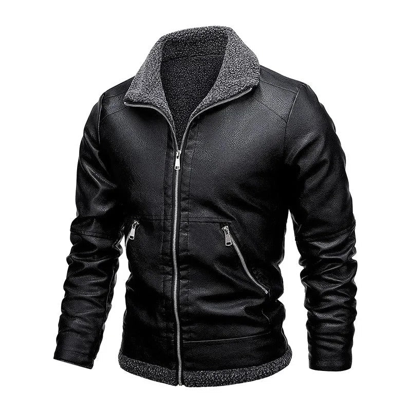 Stanor – Casual Skórzana Kurtka z Fleece