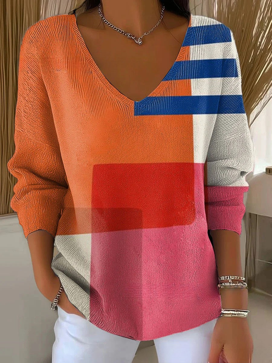 Melavie – Premium damski miękki sweter z głębokim dekoltem w serek