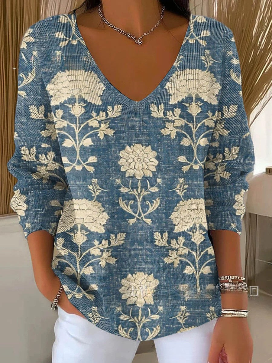 Melavie – Klasyczny minimalistyczny sweter z głębokim dekoltem w serek