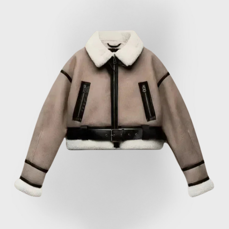 Bellini | Uniwersalna kurtka skórzana w kolorze khaki