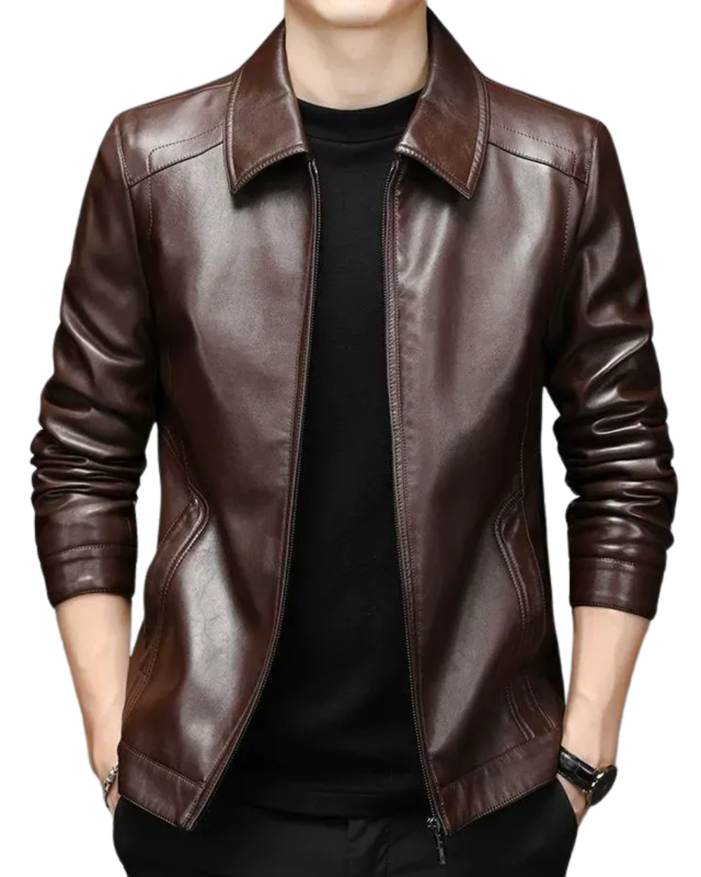 Aleksen – Casual Skórzana Kurtka w Stylu Vintage