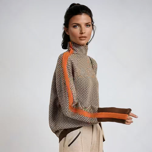 Malou™ | Sweter z wysokim kołnierzem w wyraziste paski