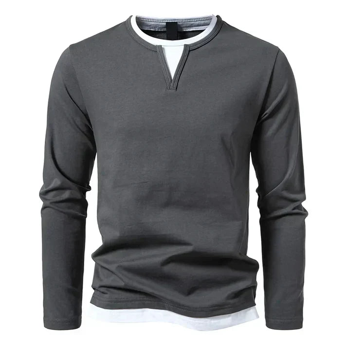 Léonard™ | T-shirt z długim rękawem premium z czesanej bawełny